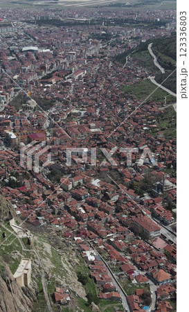 Medieval castle city aerial view Medieval castle city aerial view 123336803