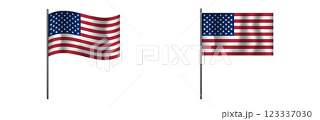Two american flags side by side displaying stars and stripes Two american flags side by side displaying stars and stripes 123337030