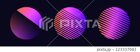 Vibrant geometric shapes with gradient lines in circular pattern Vibrant geometric shapes with gradient lines in circular pattern 123337081