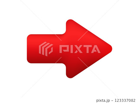 Red arrow pointing right icon for directional use Red arrow pointing right icon for directional use 123337082