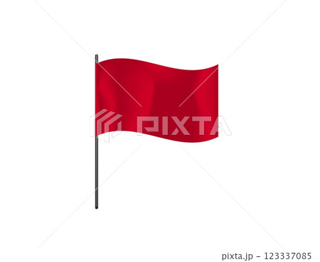 Bright red flag waving on pole 123337085