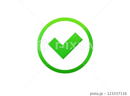 Green checkmark inside circle symbolizing approval Green checkmark inside circle symbolizing approval 123337116