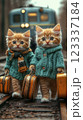 Two adorable kittens embark on an adventure with tiny suitcases. Generative AI 123337184