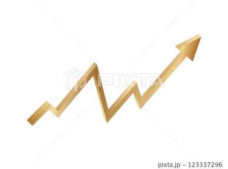 Golden arrow graph showing positive financial growth 123337296