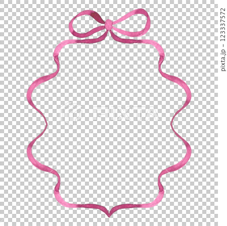 frame made of pink ribbon with a bow. watercolor illustration frame made of pink ribbon with a bow. watercolor illustration 123337572