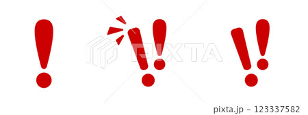 Red exclamation marks in three styles 123337582