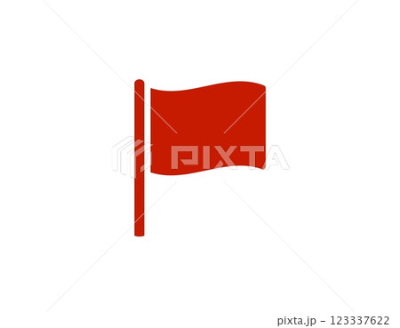 Red flag on simple pole waving in the wind 123337622