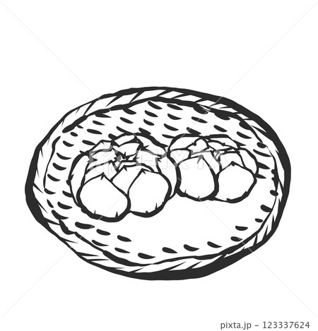 ゆり根の手描き筆絵風イラスト 123337624