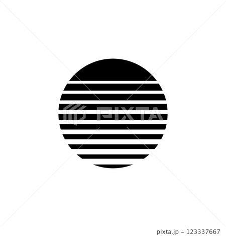 Retro sun circle with eighties-nineties geometric style 123337667