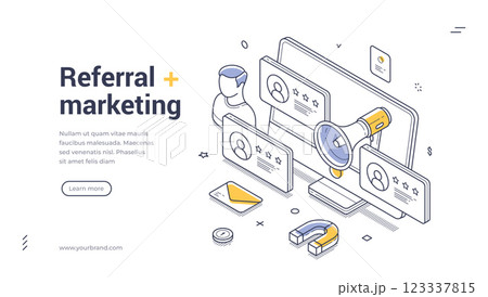 Enhance your business strategy with a creative referral marketing web banner design template Enhance your business strategy with a creative referral marketing web banner design template 123337815
