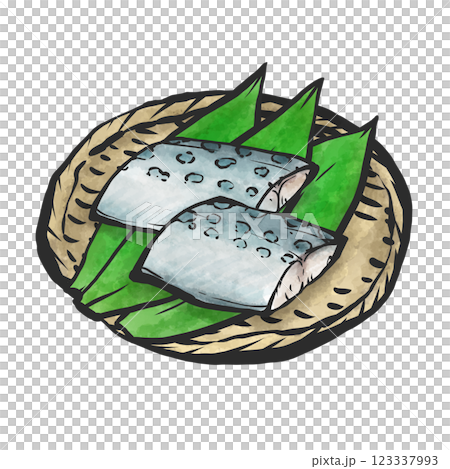 Hand-drawn brush-style illustration of Spanish mackerel 123337993