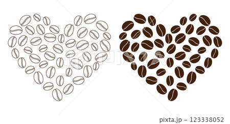 Fill and Outline coffee beans shape hearts International Coffee Day Abstract background Texture idea 123338052