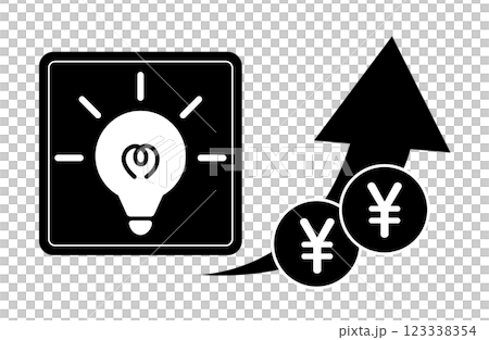 電気代の値上げのイメージイラスト 電気代の値上げのイメージイラスト 123338354