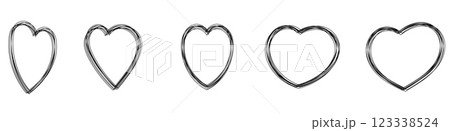 Hand drawn love symbol vector set. Heart doodle. 123338524