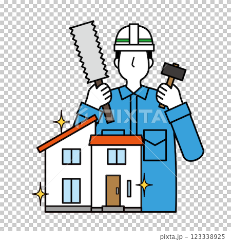 Male worker doing construction and renovation of house 123338925