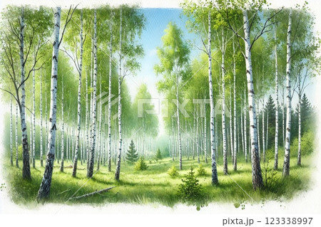 夏・白樺の林 夏・白樺の林 123338997