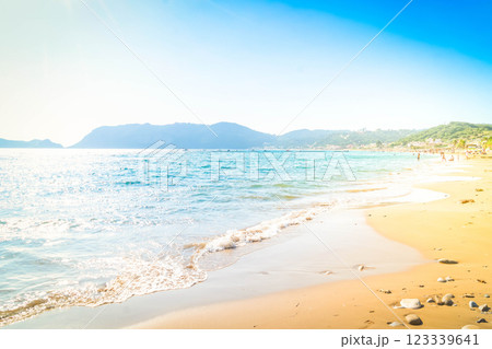 Agios Georgios Pagon beach in Corfu island, Greece Agios Georgios Pagon beach in Corfu island, Greece 123339641