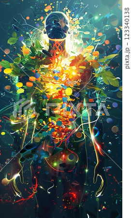 Surrounded by fragrant bouquets, a skilled flower vendor creates an artistic arrangement at her lively market stall filled with nature colorful beauty Surrounded by fragrant bouquets, a skilled flower vendor creates an artistic arrangement at her lively market stall filled with nature colorful beauty 123340138