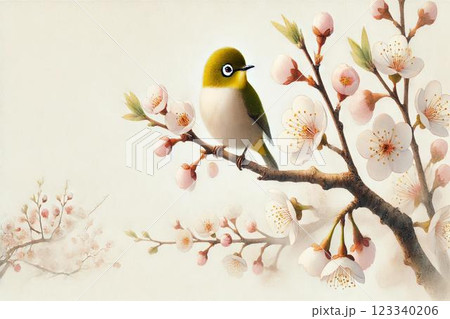 桜とメジロ 桜とメジロ 123340206