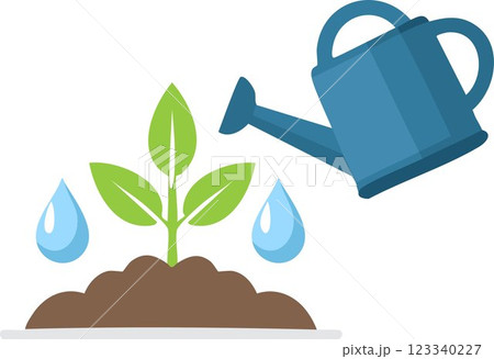 Seedling concept, Watering young plant white background Seedling concept, Watering young plant white background 123340227