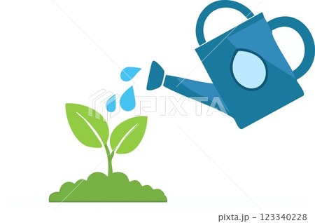 Seedling concept, Watering young plant white background Seedling concept, Watering young plant white background 123340228