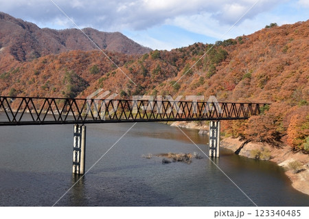 紅葉が美しい五十里湖　栃木 123340485