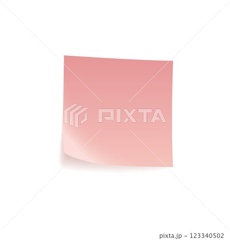Pink paper sticker note vector icon, realistic stick note with curled corner, adhesive reminder square blank for message Pink paper sticker note vector icon, realistic stick note with curled corner, adhesive reminder square blank for message 123340502