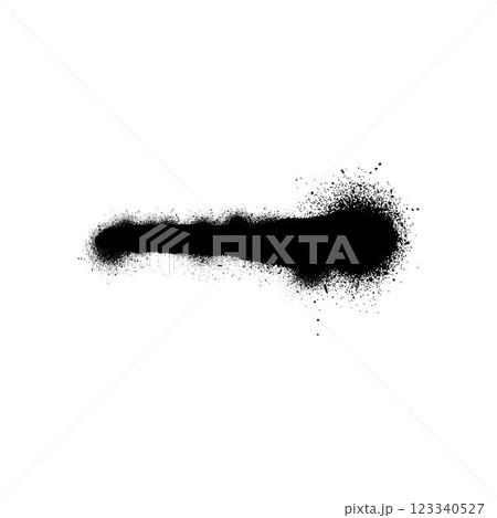 Black spray paint stripe with ink splatters, vector abstract graffiti spraying horizontal stroke line stain, paint smear 123340527