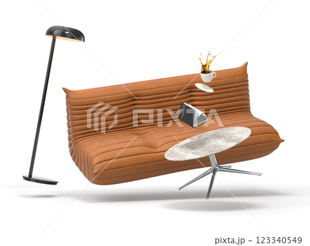 Zero gravity white interior living room 3 D Illustration Zero gravity white interior living room 3 D Illustration 123340549