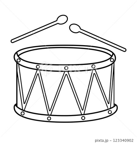 drum, drumsticks, percussion, black outline musical instrument 123340902