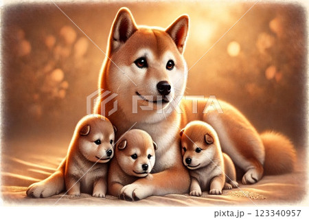 柴犬の親子 123340957