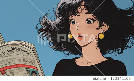 新聞を見て驚いている女性