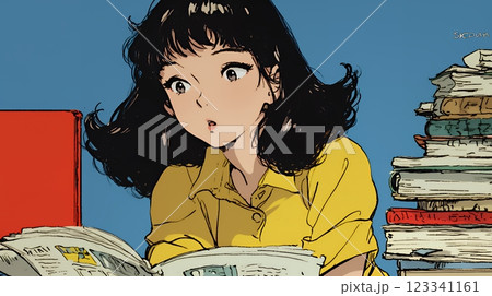 新聞を見て驚いている女性