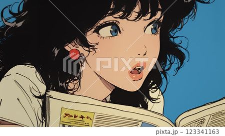 新聞を見て驚いている女性