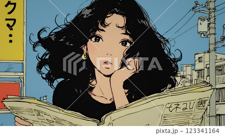 新聞を見て驚いている女性