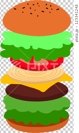 縦に積まれたハンバーガーの具材 123341248