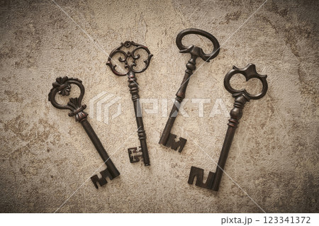 4種類あるアンティークな鍵 4種類あるアンティークな鍵 123341372