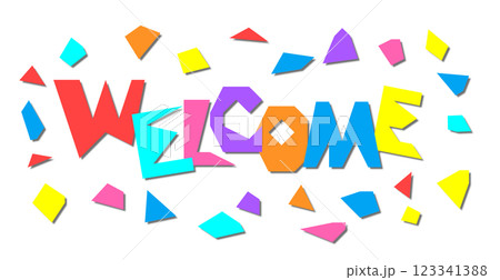 折り紙で歓迎をするウェルカムの文字イラスト 123341388