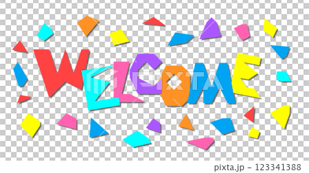 折り紙で歓迎をするウェルカムの文字イラスト 123341388