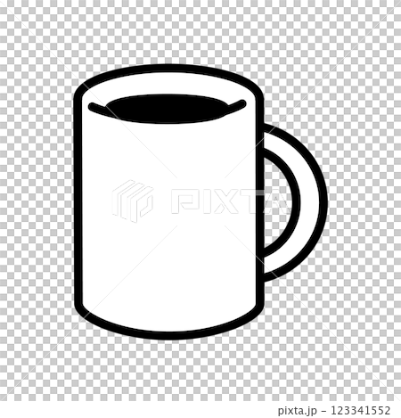 マグカップに入ったコーヒーのイラスト　黒 123341552
