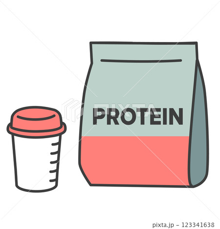 プロテインとシェーカーのシンプルなイラスト プロテインとシェーカーのシンプルなイラスト 123341638
