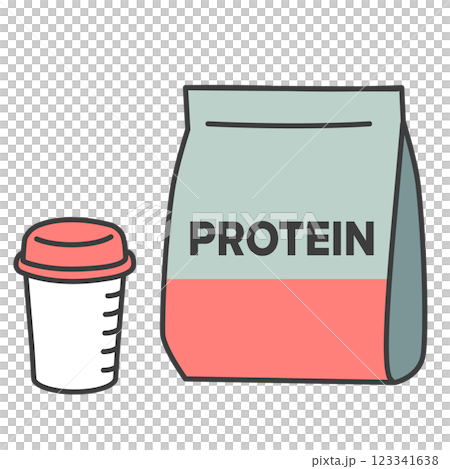 プロテインとシェーカーのシンプルなイラスト プロテインとシェーカーのシンプルなイラスト 123341638