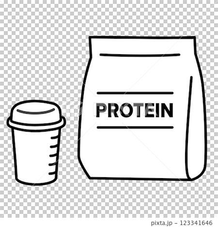 Simple illustration of protein and shaker, monochrome 123341646