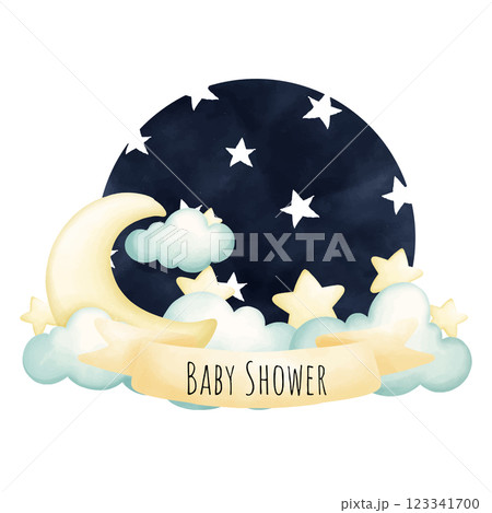 happy easter card with moon and moon happy easter card with moon and moon 123341700
