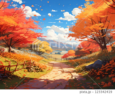紅葉のある風景 紅葉のある風景 123342419