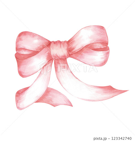 Hand drawn watercolor red bow isolated on white background. Can be used for cards, label and other printed products. Hand drawn watercolor red bow isolated on white background. Can be used for cards, label and other printed products. 123342740