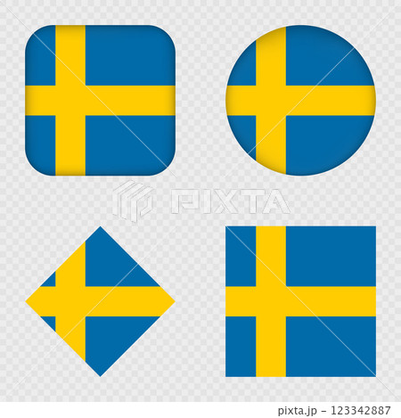 Sweden Flag Icons Pack. Vector illustration. Sweden Flag Icons Pack. Vector illustration. 123342887
