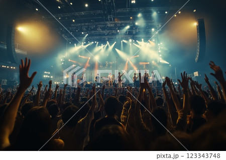 盛り上がる大観衆のライブ会場 123343748