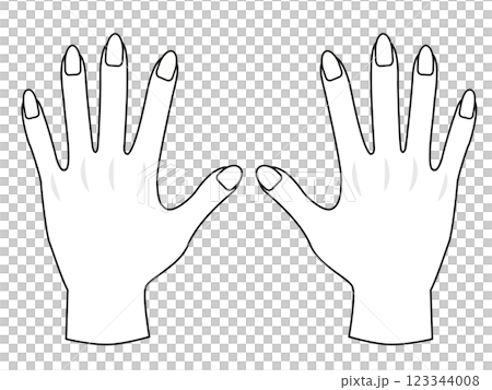 用於練習美甲的雙手指甲插圖材料 123344008