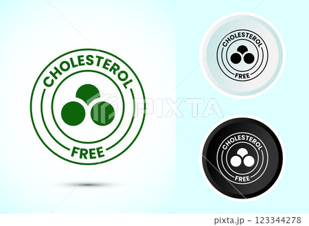 Cholesterol free icon, Cholesterol free logo badge, Suitable for product label, Color black and white Cholesterol free icon, Cholesterol free logo badge, Suitable for product label, Color black and white 123344278